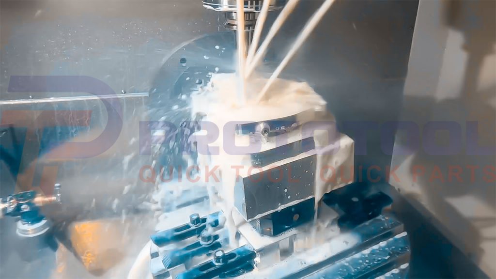 Spray cutting fluid during the CNC prototype process
