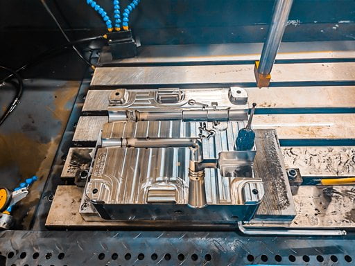 Double-head EDM machine working on a mold