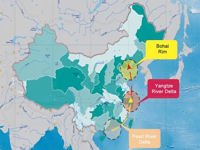 Die drei wichtigsten Wirtschaftskreise in China