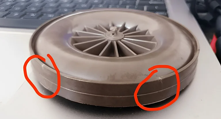 burn marks in the plastic molded products