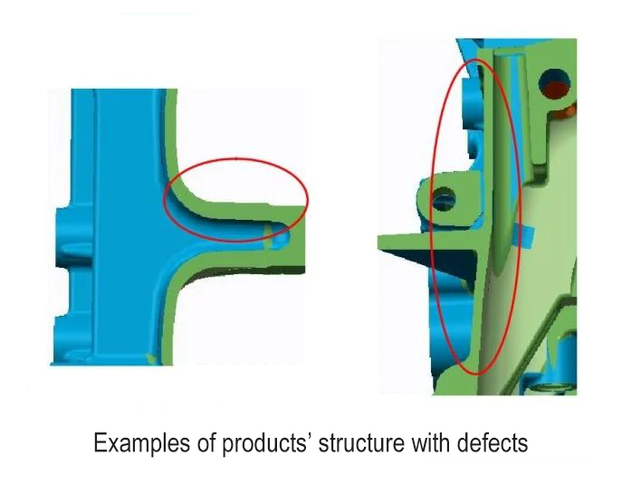 Examples of products’ structure with defects